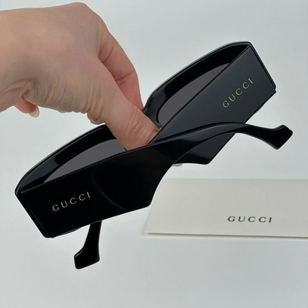 Gucci GG1426S 001 BRAND NEW Sunglasses Black Grey Unisex Rectangle